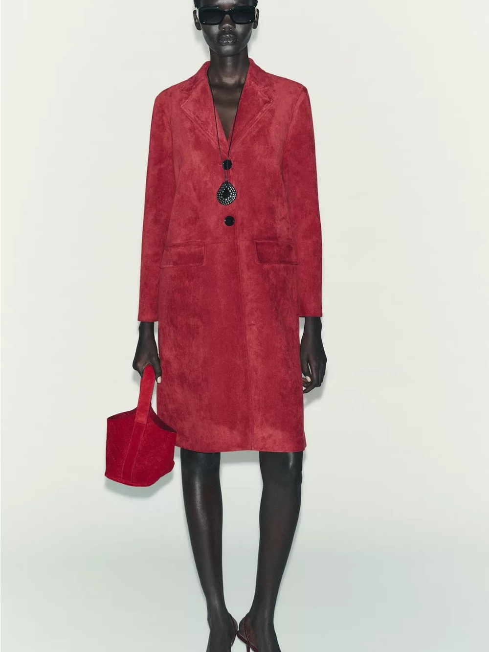 NWT Zara Faux Suede Tailcoat in Red Size Medium